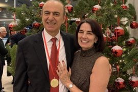 <p>Kyriacos A. Athanasiou, UCI Distinguished Professor of biomedical engineering, traveled to Nicosia, the capital city of the Republic of Cyprus with his wife, Kiley, to receive the 2023 Medal of Excellence from the Cyprus Academy of Science, Letters and Arts on December 12. </p>
 